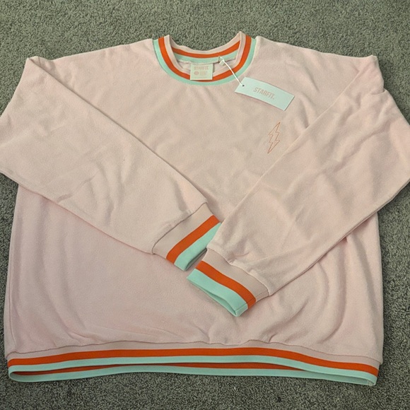 BRAND NEW STARFIT PINK AND ORANGE BEACHY CREWNECK - Picture 1 of 4